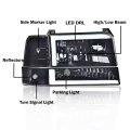 Led Headlight Assembly W Corner Signal Bumper Lamps For 1992-1996 Ford F150 Bronco 92-96 F250 F350 Headlamps Smoke Lens Black