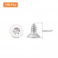 Uxcell 100pcs Flat Head Torx Screws M6 X 12mm 304 Stainless Steel Countersunk Self Tapping Anti-theft Wood Tamper Resistant Fit