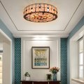 18 Inch Tiffany Style Flush Mount Ceiling Light Stained Glass Lamp Victorian Hanging For Living Room Bedroom Hotel Cafe 6 Leaf