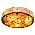 18 Inch Tiffany Style Flush Mount Ceiling Light Stained Glass Lamp Victorian Hanging For Living Room Bedroom Hotel Cafe 6 Leaf 
