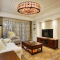 18 Inch Tiffany Style Flush Mount Ceiling Light Stained Glass Lamp Victorian Hanging For Living Room Bedroom Hotel Cafe 6 Leaf
