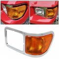 Ecotric Left Corner Signal Lights Compatible With 2000-2015 Ford F650 F750 W Chrome Casing Headlight Bezel Trim Driver Side
