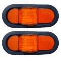 Qty 2 6 Mid Turn Signal Amber Marker Light Rubber Mount 12 Led W Reflex Lens Universal Waterproof Inch Oval Mid-ship And Semi 