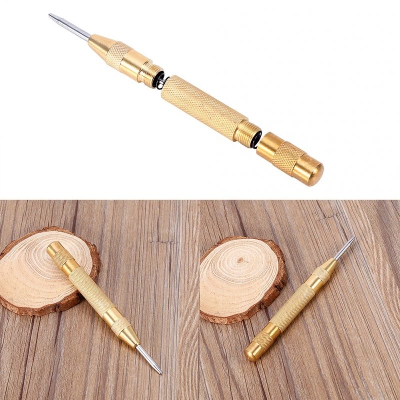 Akozon 1pc Automatic Center Punch Tool With Hss Tip Spring Loaded Brass Body Roll Pin 1 8 Set