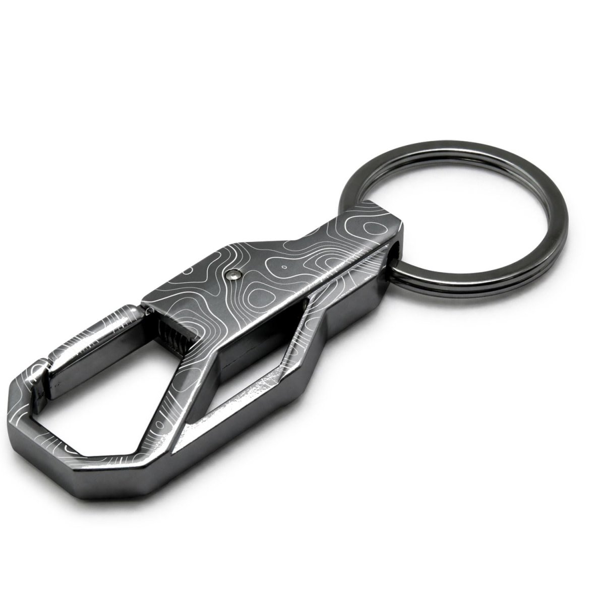 Jeep Grill Logo Laser Etched Topographic Black Carabiner Snap Hook Metal Keychain Official Licensed Modern Design 3 75 In X 1