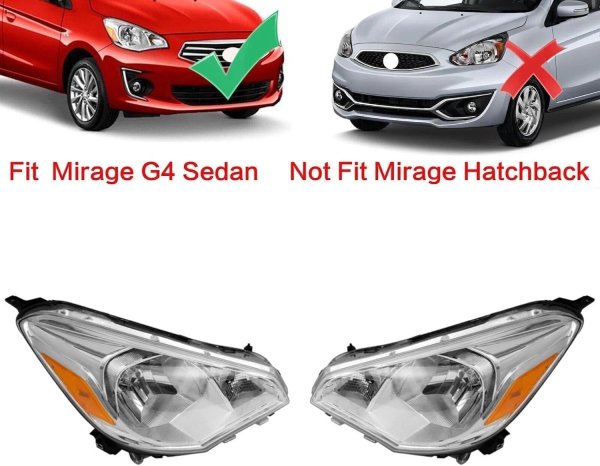 Laformo Pair Headlight Compatible With 2017-2020 Mitsubishi Mirage G4 Sedan Halogen Headlamp Bulbs Replacement For 8301d117