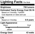 Satco S2444 Medium Base Light Bulb 2-pack 43 Watts 120 Volts 750 Lumens B11 Shape E26 Ansi Cri 100 2900 Cct Kelvin 360 Beam