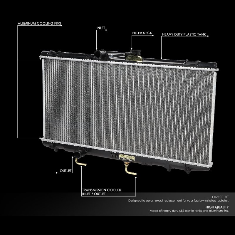 Dna Motoring Oem-ra-1409 Oe Style Direct Fit Aluminum Core Radiator For 93-97 Geo Prizm Corolla 27-1 16 W X 13-5 8 H 3 D 1-1
