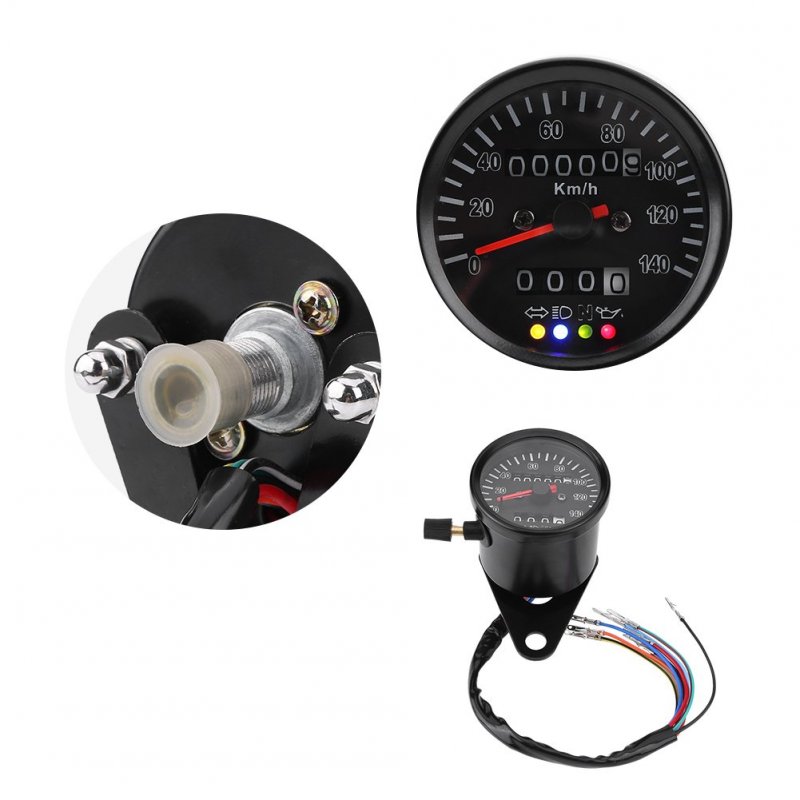 Fydun Motorcycle Speedometer 60mm Black Odometer Gauge With Indicator