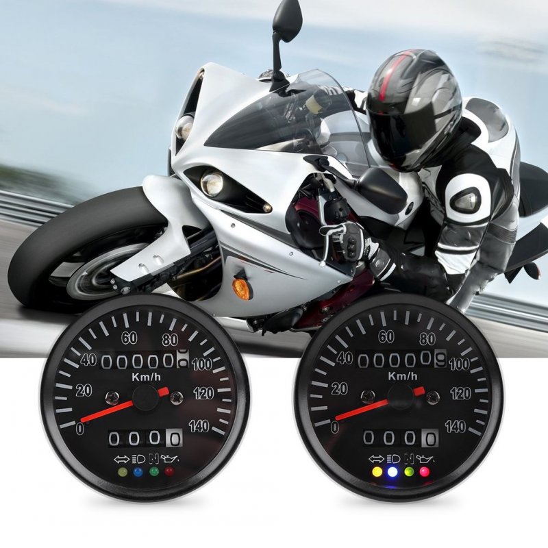 Fydun Motorcycle Speedometer 60mm Black Odometer Gauge With Indicator