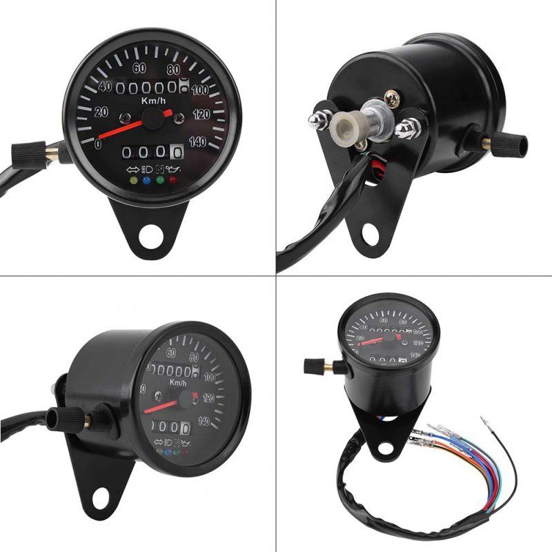 Fydun Motorcycle Speedometer 60mm Black Odometer Gauge With Indicator