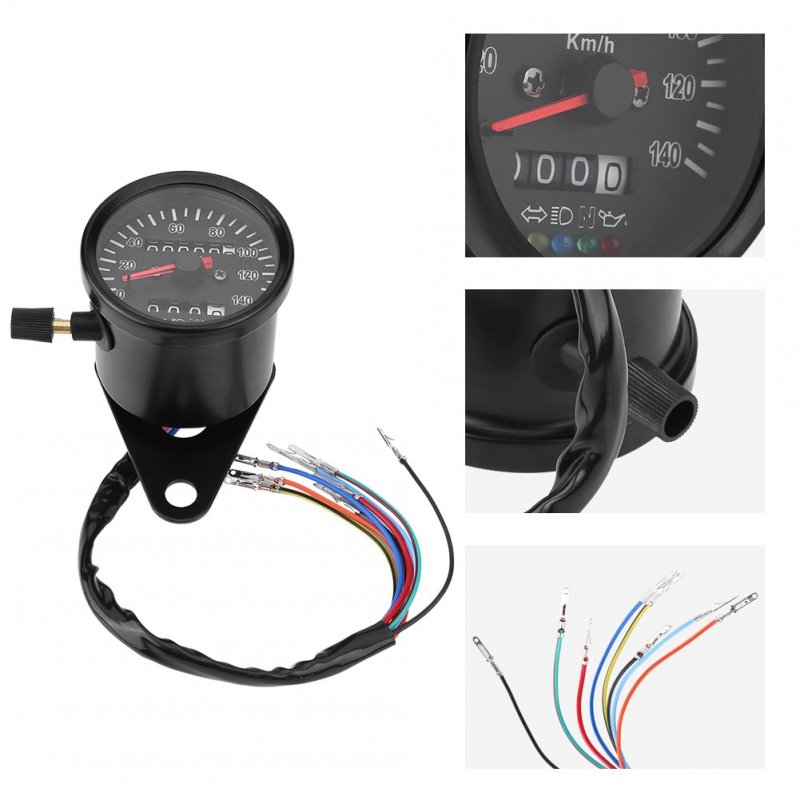 Fydun Motorcycle Speedometer 60mm Black Odometer Gauge With Indicator