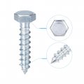 Uxcell Hex Lag Screws M10 X 50mm Carbon Steel Zinc Plated Half Thread Self-tapping Bolts For Wood Screw 10pcs