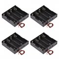 Uxcell Battery Case Storage Box 4 Slots X 3 7v 2-wire Lead For Pcs