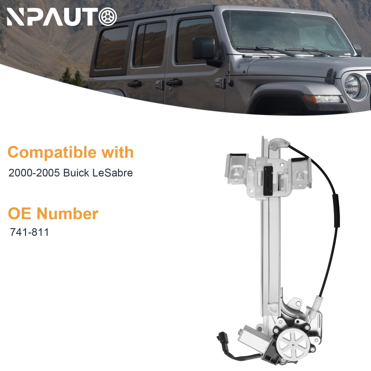 Rear Driver Power Window Regulator With Motor For 2000 2001 2002 2003 2004 2005 Buick Lesabre Custom Limited Sedan Model