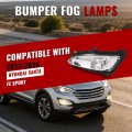 Hecasa Left Fog Light For 2013-2016 Hyundai Santa Fe Sport Halogen Front Bumper Driving Lamp Clear Lens Plastic Driver Side