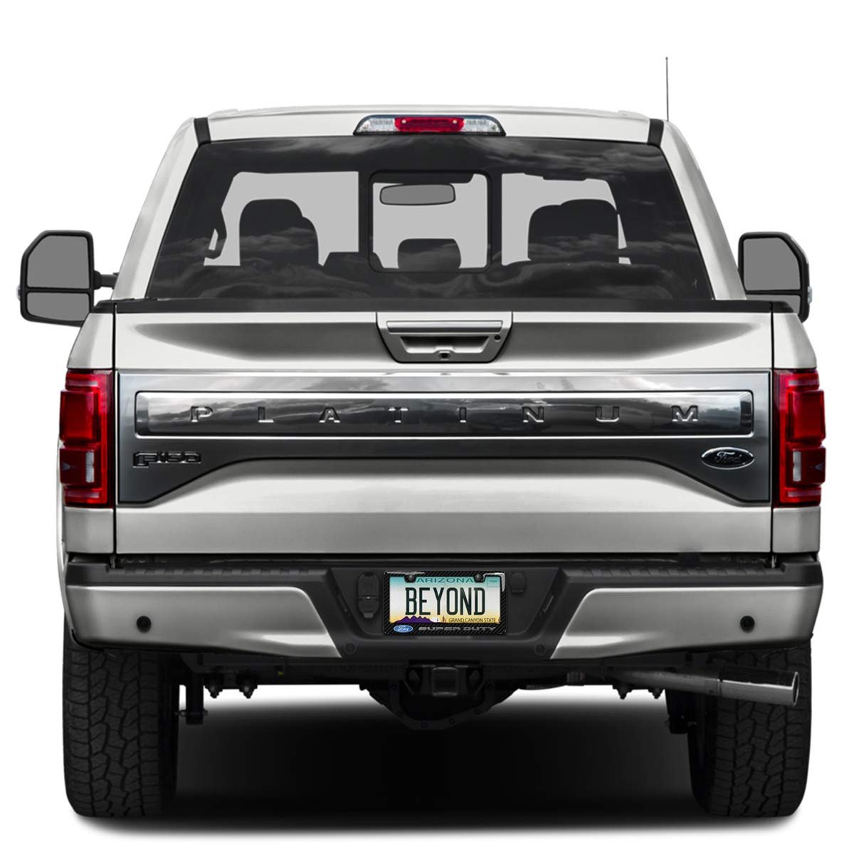 Ford Super-duty 3d In Dark Gray On Real Carbon Fiber Abs Plastic License Plate Frame