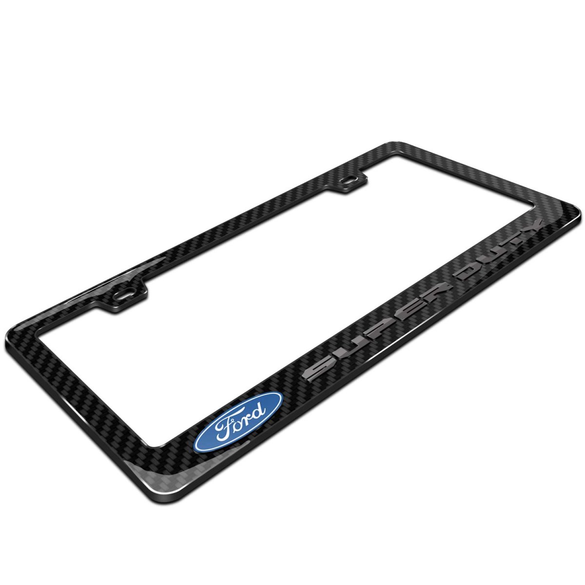 Ford Super-duty 3d In Dark Gray On Real Carbon Fiber Abs Plastic License Plate Frame