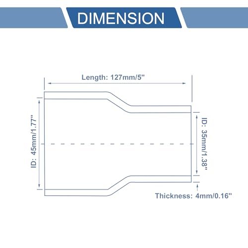 Straight Coupler Silicone Hose 35mm 1 38in To 45mm 77in Id 5in Length Black 3 Ply Reinforced Intake Piping For Turbo