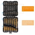 Uxcell 99pcs Titanium Twist Drill Bit Set 14 Sizes 1 17 37 94 Drilling Dia High Speed Steel Drills For Hardened Metal Stainless