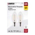 Satco S21817 3w B11 Led Filament Lamp Dimmable 2700k Warm White 200 Lumens Clear Candelabra Base 120v Wet Location 25w