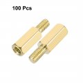 Uxcell 100pcs M3 9 6mm Female Male Thread Brass Hex Standoff Spacer Screws Pcb Pillar