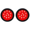 2 Pcs 4 Round 12 Led Red Trailer Tail Light Surface Mount Grommet Wire Plug Connector For Park Stop Turn Truck Waterproof 