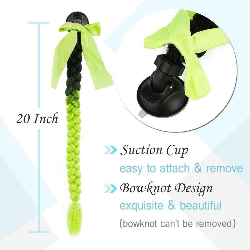 Sego 2 Pcs Helmet Pigtail Braids With Detachable Suction Cup Bowknot Motorcycle Bike Ponytails Hair For Women Men0 Inch 2 Pack