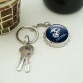 Once A Marinelways A Usmc Blue White Officially Licensed Keychain Chrome Plated Metal Pop Cap Bottle Opener