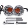 Httmt- Clear Lens Turn Signal Chrome Indicator Light For H-d Sportster Xl883 Flde Flhc Flsb P N Mt224-021b-cd Cl