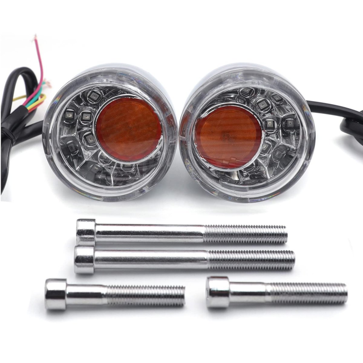 Httmt- Clear Lens Turn Signal Chrome Indicator Light For H-d Sportster Xl883 Flde Flhc Flsb P N Mt224-021b-cd Cl