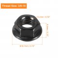 Uxcell 3 8-16 Serrated Flange Hex Lock Nuts 20pcs 304 Stainless Steel Non-slip Hexagon Nut Full Thread Bright Finish Black