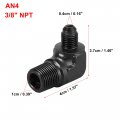 X Autohaux An4 90 Degree Male To 3 8 Npt Flare Bulkhead Fitting Adaptor Connector For Car Black 6061 Aluminum Alloy