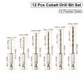 Uxcell 12pcs Cobalt Drill Bit Set 12 Sizes 1 9 -1 4 Drilling Dia M35 Twist Drills Hex Shank Bits For Steel Aluminum Copper Soft