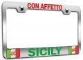Con Affetto Sicily Italian Italy Chrome Metal License Plate Frame Tag Holder Y35 