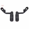Httmt Mt216-112 216-106-bk Black Skull Foot Peg W 5 Inches Long Angled Adjustable Mount Kit Compatible With 1 25 Engine Guard