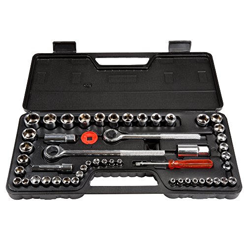 Stalwart 75-ht3014 Sae And Metric 4 3 8 1 2 Drive Socket Set 52 Piece