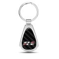 Chevrolet Camaro Zl1-1le Real Black Carbon Fiber Chrome Metal Teardrop Key Chain
