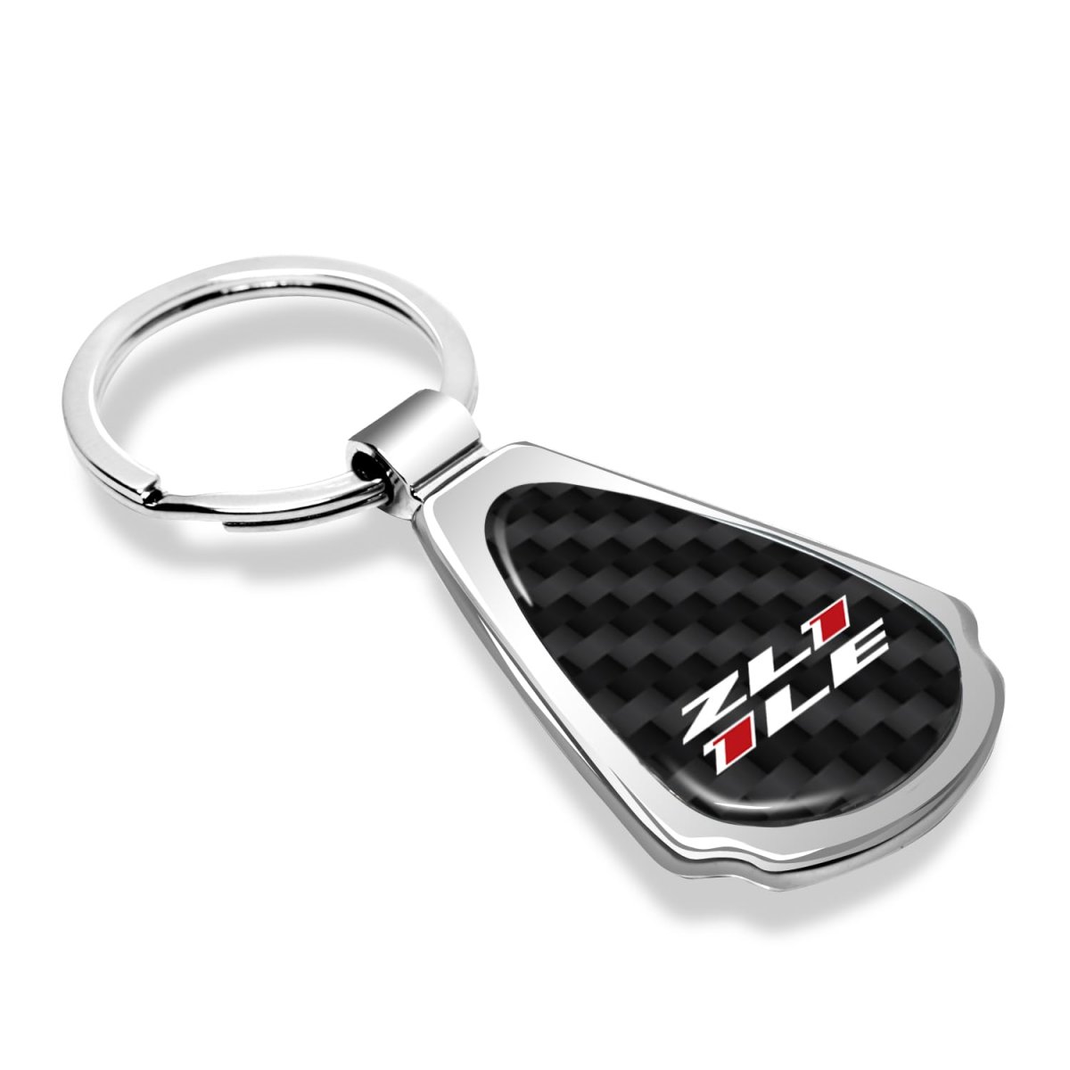 Chevrolet Camaro Zl1-1le Real Black Carbon Fiber Chrome Metal Teardrop Key Chain