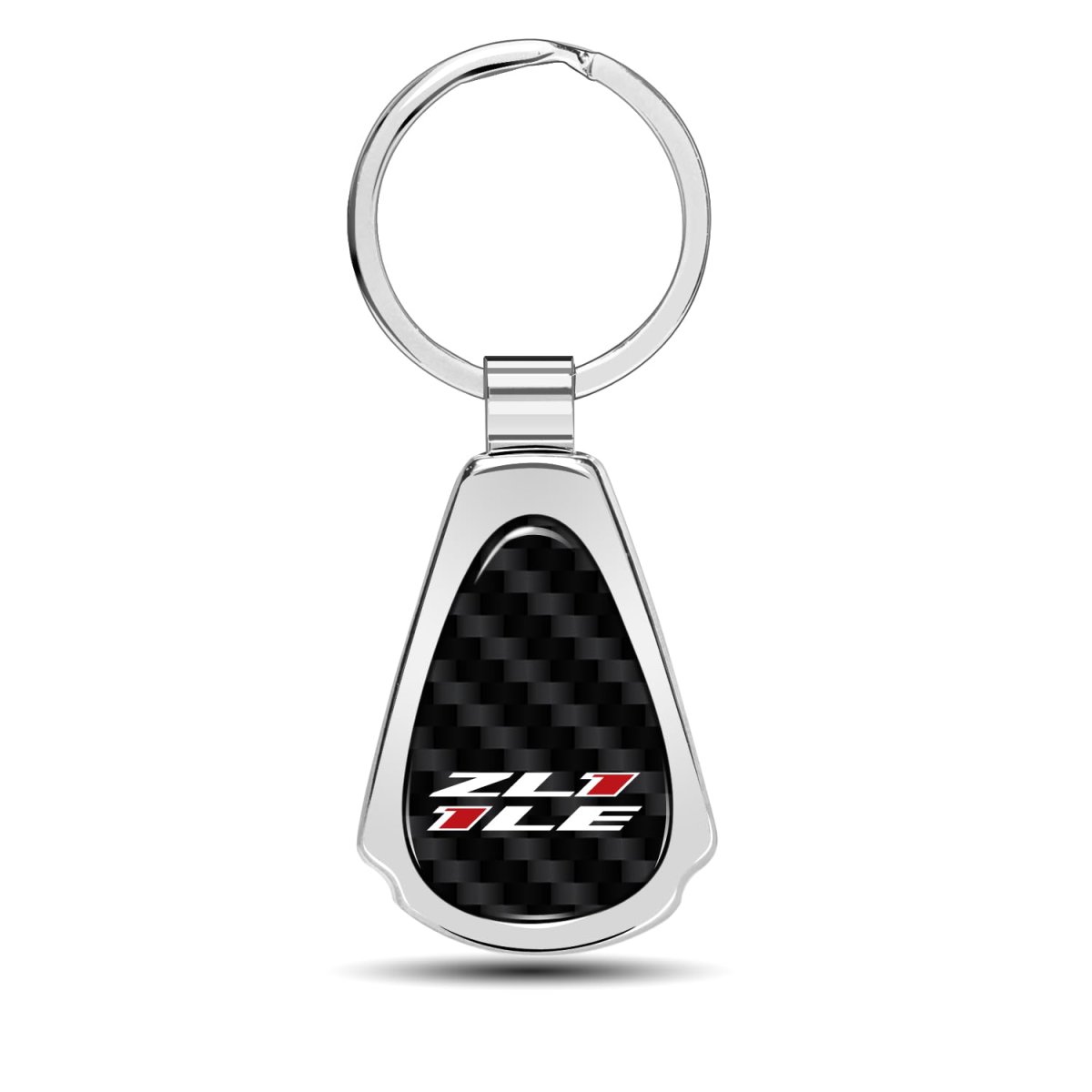 Chevrolet Camaro Zl1-1le Real Black Carbon Fiber Chrome Metal Teardrop Key Chain