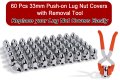 Podoy Chrome 33mm Lug Nut Covers Push On For Semi Trucks Abs Plastic Bullet Flanged 2-1 2 Height Caps With 33 Mm Cover Puller