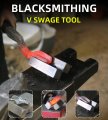 Blacksmith V Swage Tool With 1 In Hardy Shank Heavy Duty Stake 90 Degrees Anvil Bottom Fuller For Leaf Creasing Knife Making
