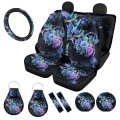 Hellhero Hummingbird Rose Car Seat Covers Full Set With Accessories Front And Rear Split Bench Automobile Interior Sets 