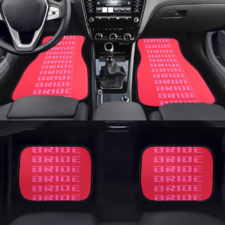 Universal Jdm Bride Red Racing Fabric Floor Mats Interior Carpets 4pcs
