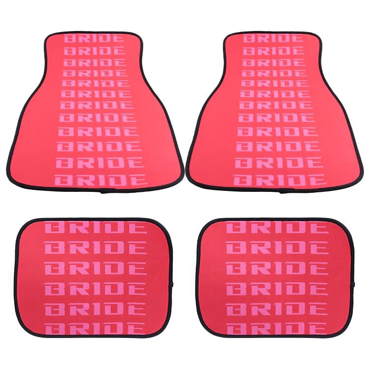 Universal Jdm Bride Red Racing Fabric Floor Mats Interior Carpets 4pcs