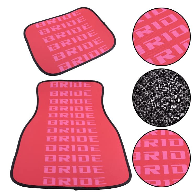 Universal Jdm Bride Red Racing Fabric Floor Mats Interior Carpets 4pcs