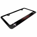 Ipick Image Made For Ford Mustang Script In Red Dual Logos Black Metal License Plate Frame