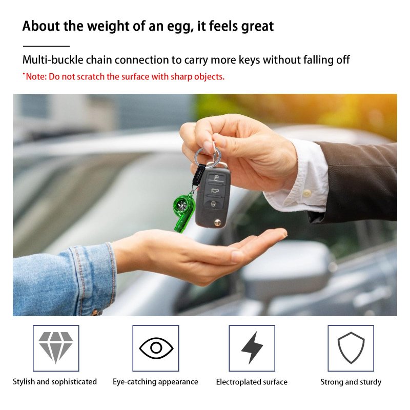 Augeny Car Turbo Keychain Creative Metal Spinning Turbocharger Fob Universal Vehicle Part Key Ring Decoration Green