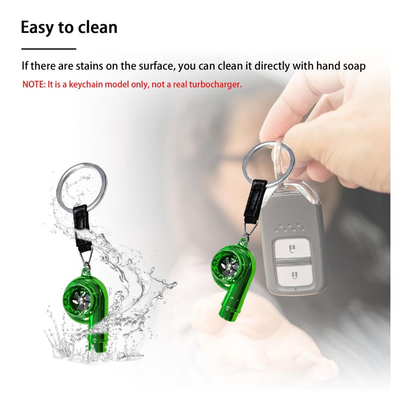 Augeny Car Turbo Keychain Creative Metal Spinning Turbocharger Fob Universal Vehicle Part Key Ring Decoration Green