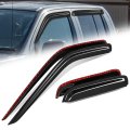 Auto Dynasty 4pcs Carbon Fiber Pattern Window Visors For 2000-2004 Nissan Frontier Crew Cab Tape-on Front Rear Deflectors Rain 
